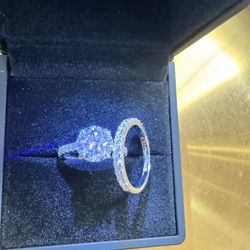 3 Carats Moissanite Wedding Engagement Ring And Band Various Size, Pass Tester 
