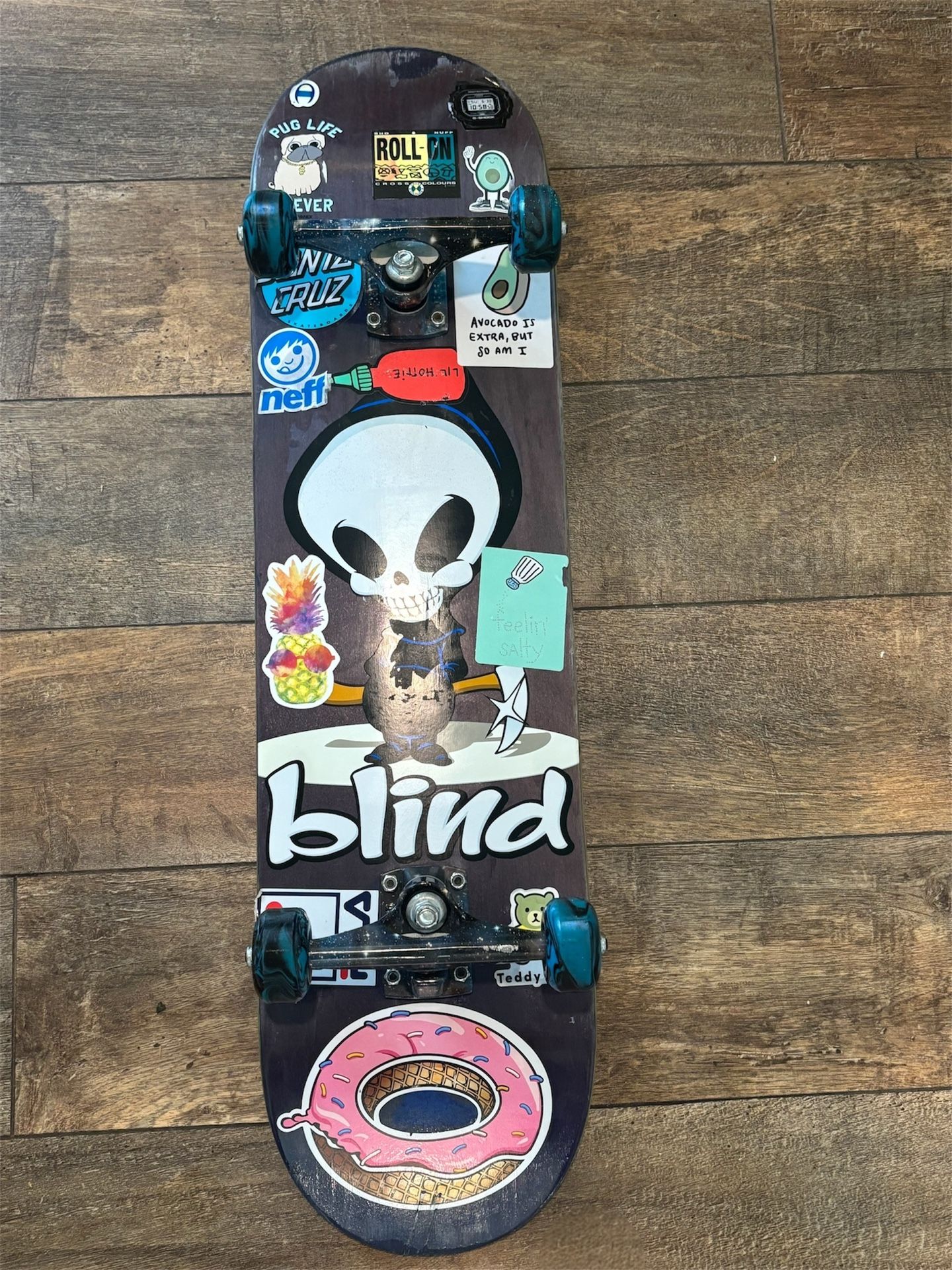 Blind Skateboard With Custom Stickers