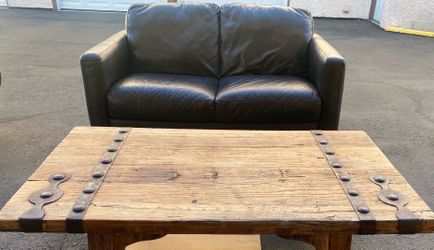 Brown Loveseat Faux Leather