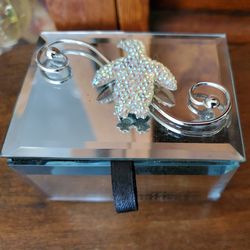 Sweet Souvenir Glass/Mirrored Trinket/Jewelry Box Penguin Sea World