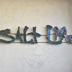 SALT LIFE 48" Outdoor pool or tiki area steel rustic metal sign