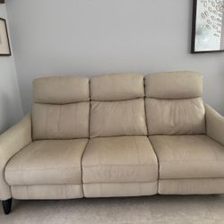 Genuine Leather Off White Couch and Recliner!