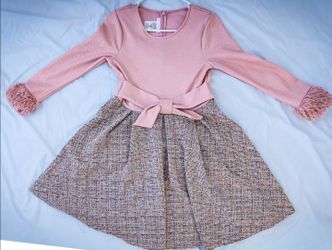 Bonnie Jean Girls Pink Crepe Tan Boucle
