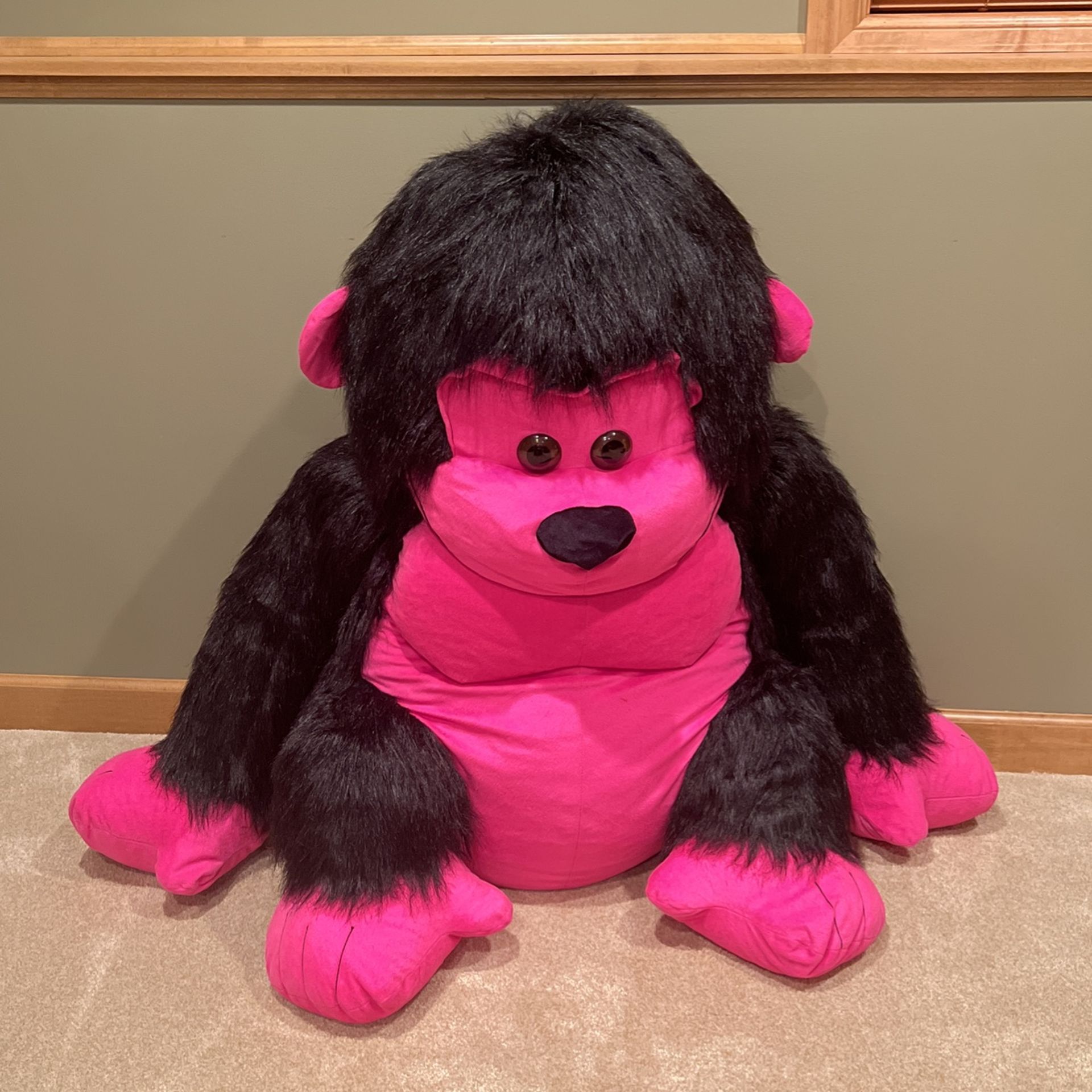 Giant Stuffed Animal Pink/black Monkey