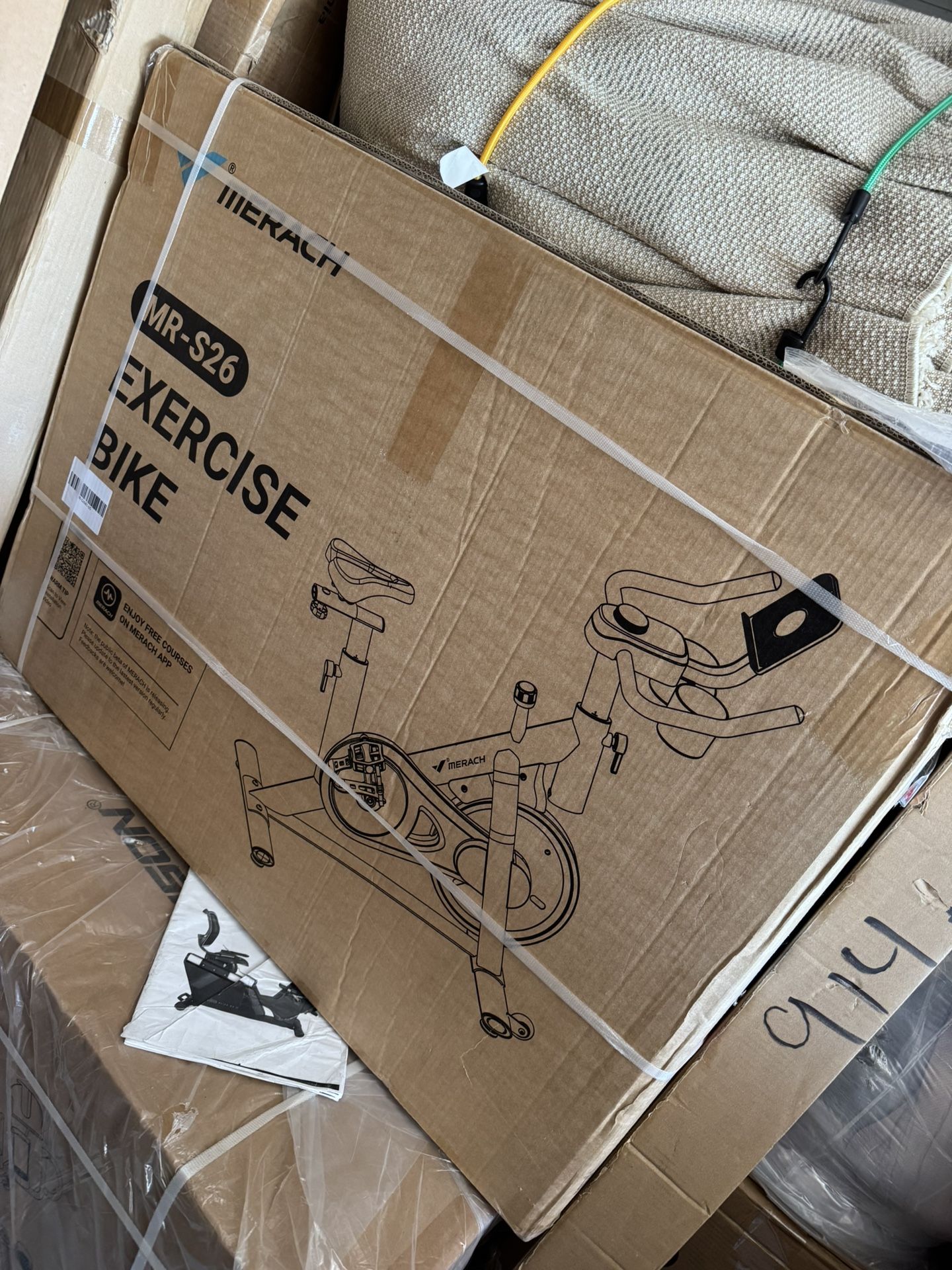 MERACH Exercise Bike, Brake Pad Stationary Bike with Exclusive App, Low Noise Indoor Cycling Bike with 300lbs Weight Capacity, Tablet Mount and Fitnes