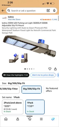 Ledmo 300W LED Parking Lot Light with Photocell
