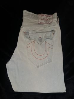 TRUE RELIGION MENS SIZE 30 GENO ORANGE STITCH FLAP POCKET RELAXED SLIM FIT