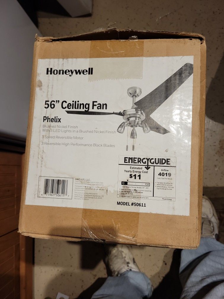 Honeywell 56" Ceiling Fan Brushed Nickel Finish