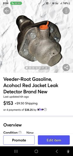 Veeder-Root Gasoline
Acohocl Red Jacket Leak
Detector Brand New