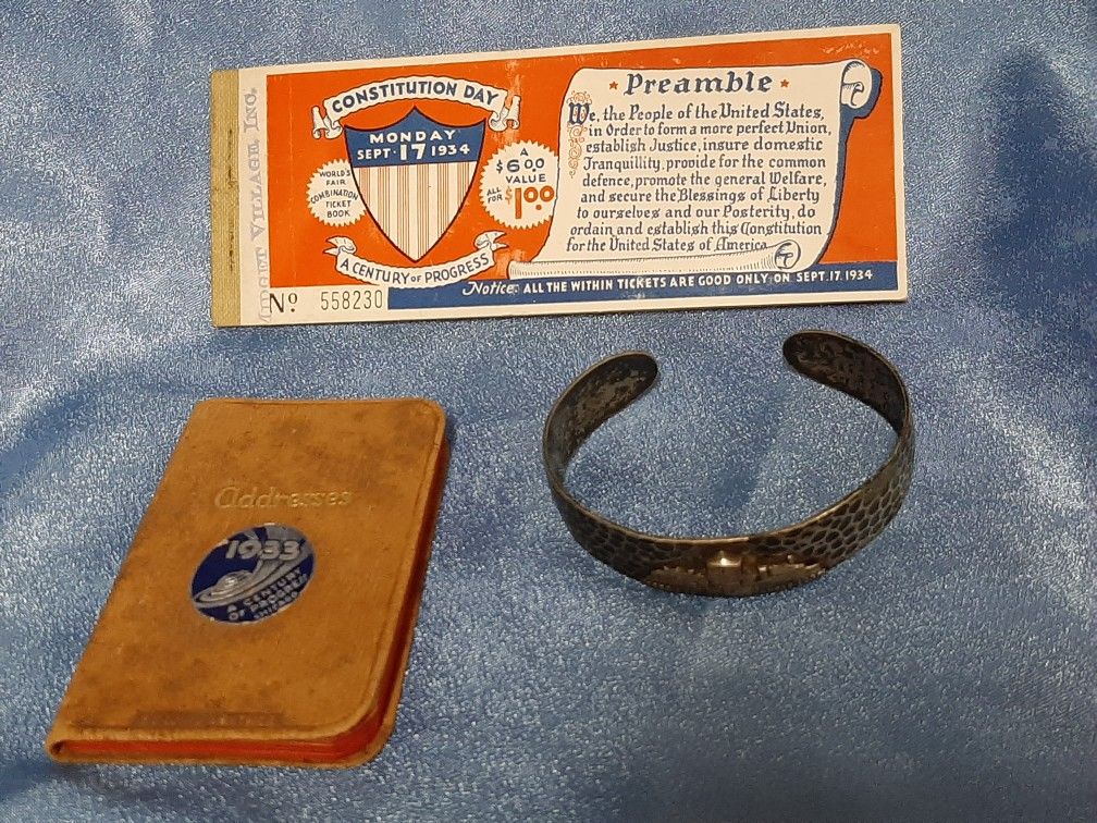 Chicago Worlds Fair address book ticket book bracelet