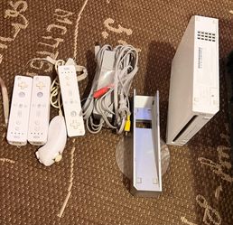 Nintendo Wii Console with Controllers and Cables