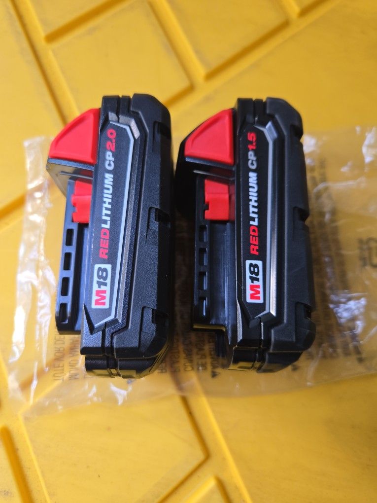 MILWAUKEE M18 BATTERIES 2.0AH AND 1.5AH NEW