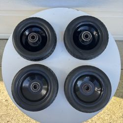 7" Steel hub and ball bearing solid rubber tires