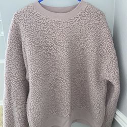 Pink Sherpa Pullover Sweatshirt Small