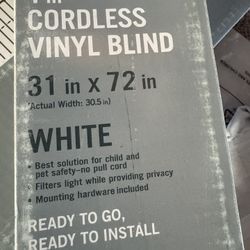 Cordless vinyl blind 31X72 ” white ready to go 2 Available