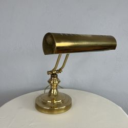 Vintage 1970s Small Brass Piano Banker Desk Lamp 