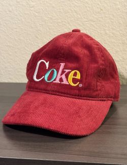 Vintage Coca Cola Corduroy Cap Adjustable Fitting Retro Style Maroon Hat