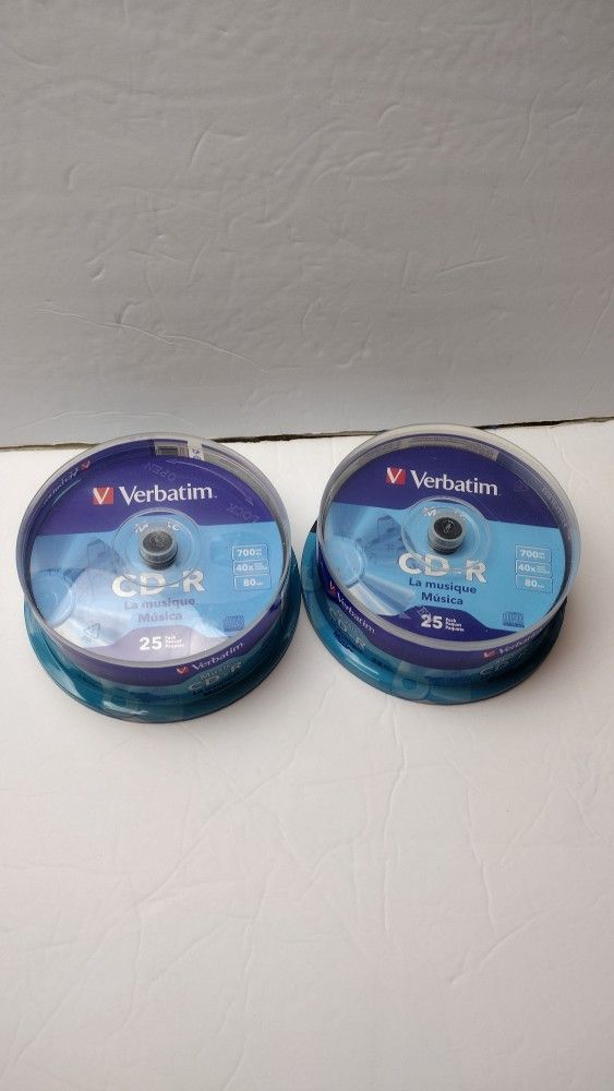 New Set Of Two Packs Of 25 Pcs Verbatim CD-R