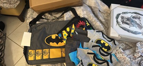 Batman diaper bag with Batman 3 onesie