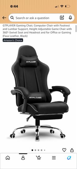 GTPLAYER Gaming Chair, Computer Chair with Footrest and Lumbar Support, Height Adjustable Game Chair with 360°-Swivel Seat and Headrest and for Office