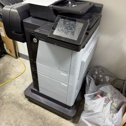 HP Color LaserJet Enterprise Flow MFP M680Z Multifunction Printer CZ250A With 2 X 500-Sheet and 1500-sheet feeder with stand in good working condition