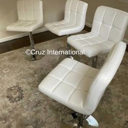 New 4 White Bar Stools 