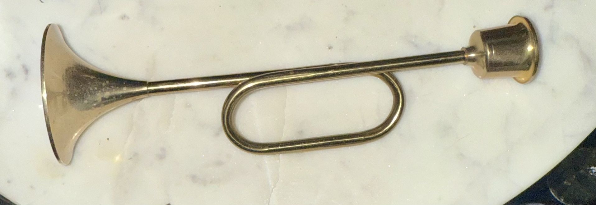 vintage brass horn shape candle holder 7”How