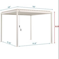 MIRADOR 80S Louvered Pergola 10' x 10', Modern Style with Adjustable Louvers and Integrated Drainage System for Deck Garden Yard, Easy Installation, L