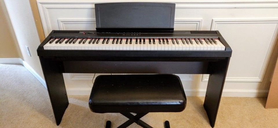 Yamaha P105 KEYBOARD + WOOD STAND + BENCH SEAT + Upgraded SUSTAIN PEDAL
