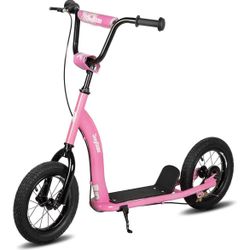 JOYSTAR Kick Scooter for Kids 5+ Teens & Youth, Lightweight Kids Scooter with Adjustable Handlebar, 2 Wheel Scooter for Boys & Girls, 12" Inflatable W