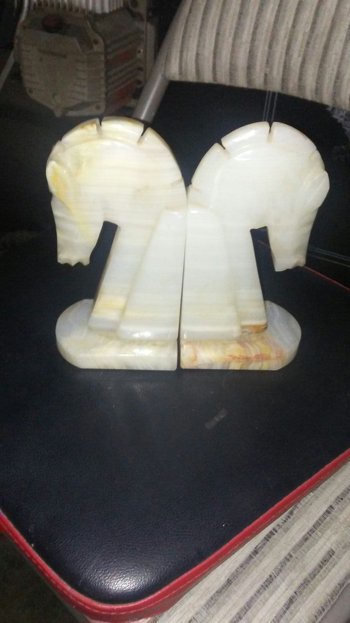 Vintage 1950s marble bookends