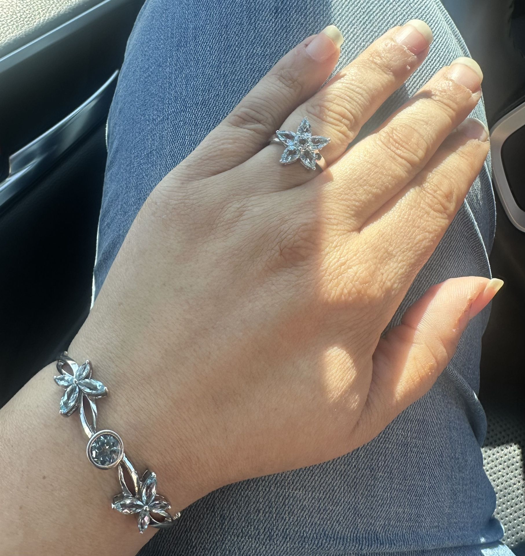 Aquamarine and Ss Ring and Bracelet