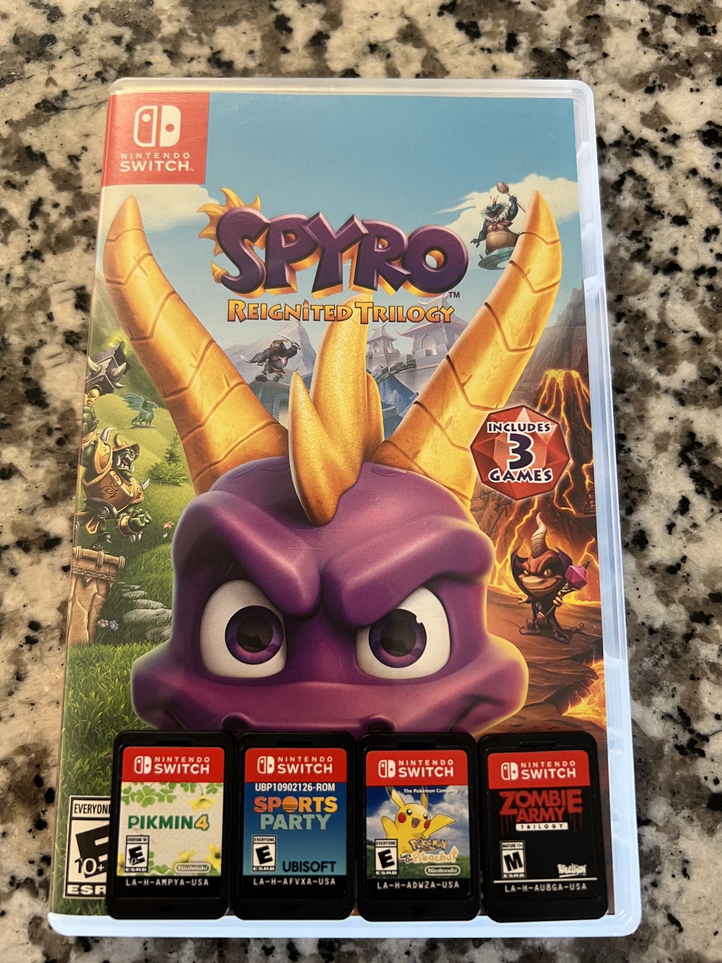 Spyro Trilogy Pikmin 4 Pokemon Pikachu Zombie Army Sports Party Nintendo Switch