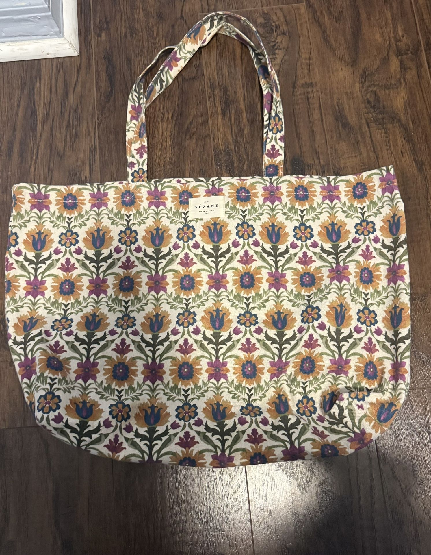Sezane Floral Canvas Tote Bag