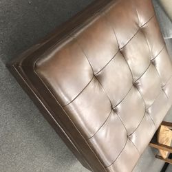 Brown Leather Ottoman 