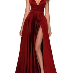 Burgundy Satin Dress | Size 2