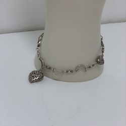 Sterling Silver Heart And Half Moon Bracelet