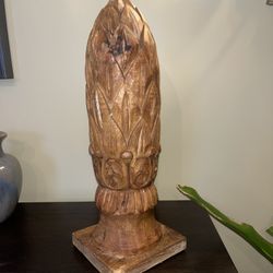 Vintage Large Hand Carved Wood  Artichoke Finial Architectural