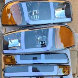 99-06 Gmc Sierra Yukon LED DRL Headlights Luces Micas Calaveras Faros Faroles Focos Headlamps 