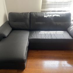 Black Leather Sectional