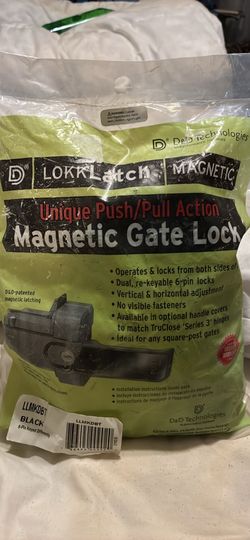 D&D Technologies LOKKLatch Magnetic Gate Lock LLMKDBT Black | Push/Pull | Keyed | New Sealed