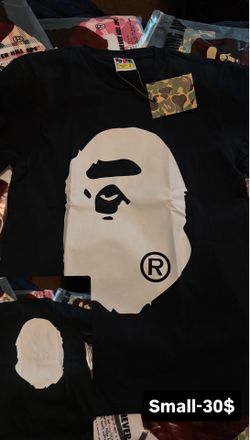 black and white BAPE tee size small