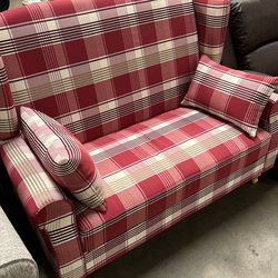 Plaid High Back Sofa