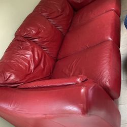 Beautiful Red Leather Couch