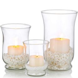 Glass Hurricane Candle Holder Set, 3Pcs Votive Tealight Holders for Pillar 