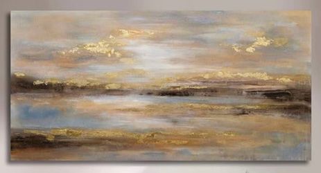 NBAODAN Abstract Wall Art for Living Room Gold and Orange Wall Decor for Living Room Large Neutral Art Pictures Modern Artwork 29x58 Inch Bedroom Dini