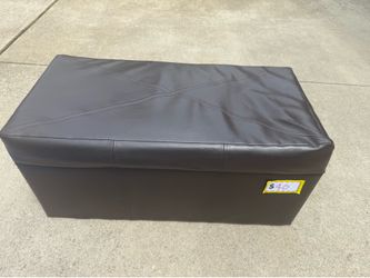 Faux leather storage ottoman