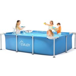 Outdoor Rectangular Steel Frame Swimming Pool for Kids - 7ft x 5ft x 2ft - BRAND NEW STILL IN BOX