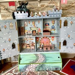 WINLAND Knight Wooden Medieval Castle Bookshelf & Toybox