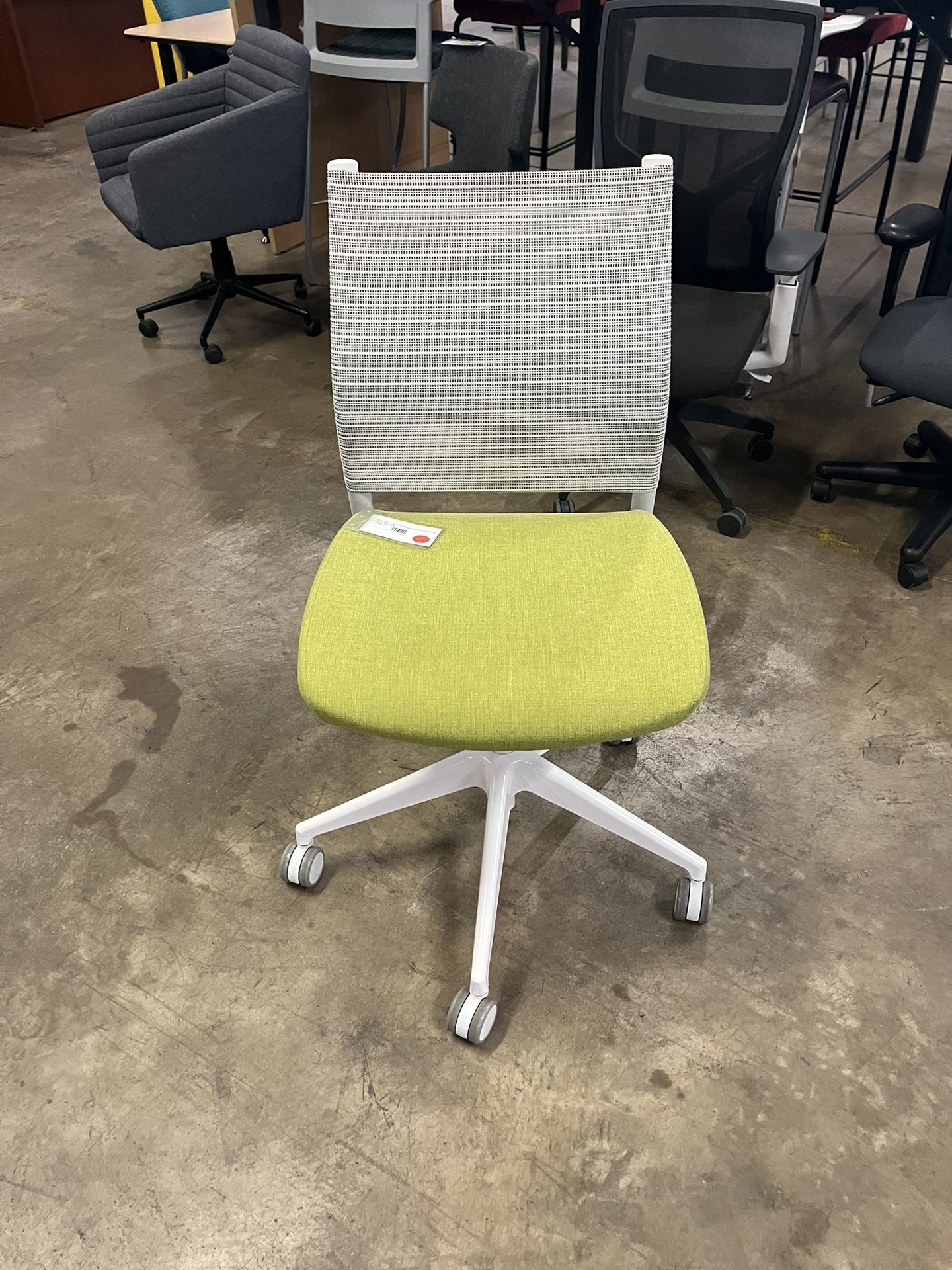Lime Green Armless Office Chair With Metal Base